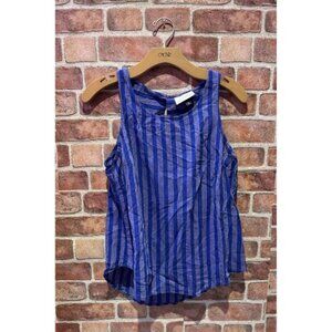 Universal Threads Co Tank Top Womens XS Blue Cotton LinenBlend Striped Loose Fit